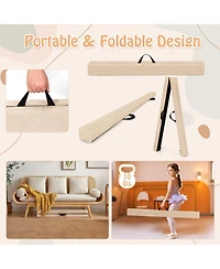 Skonyon Folding Balance Beam with Solid Wood Base and Anti-slip Bottom