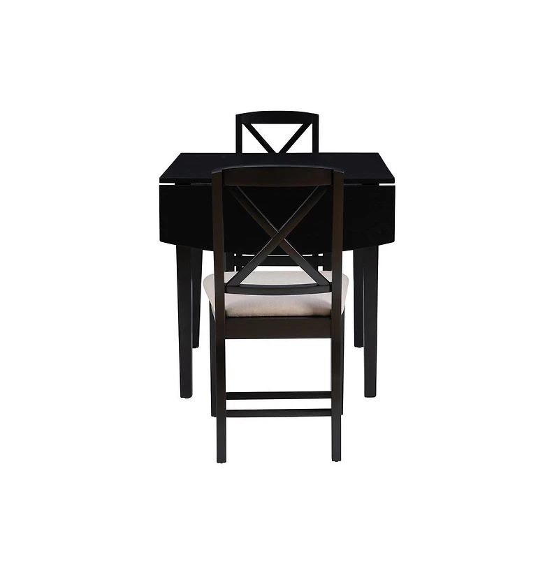 Torino 3Pc Drop Leaf Dining Set Black