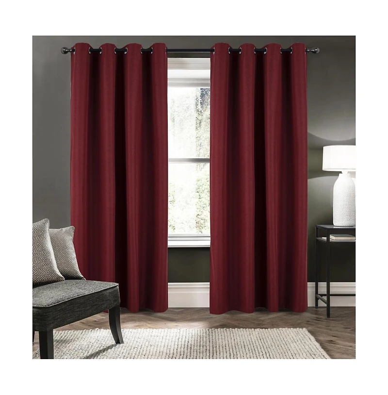 Rt Designers Collection Cabana Two Pack Premium Grommet Curtain Panel 54" x 84" Burgundy
