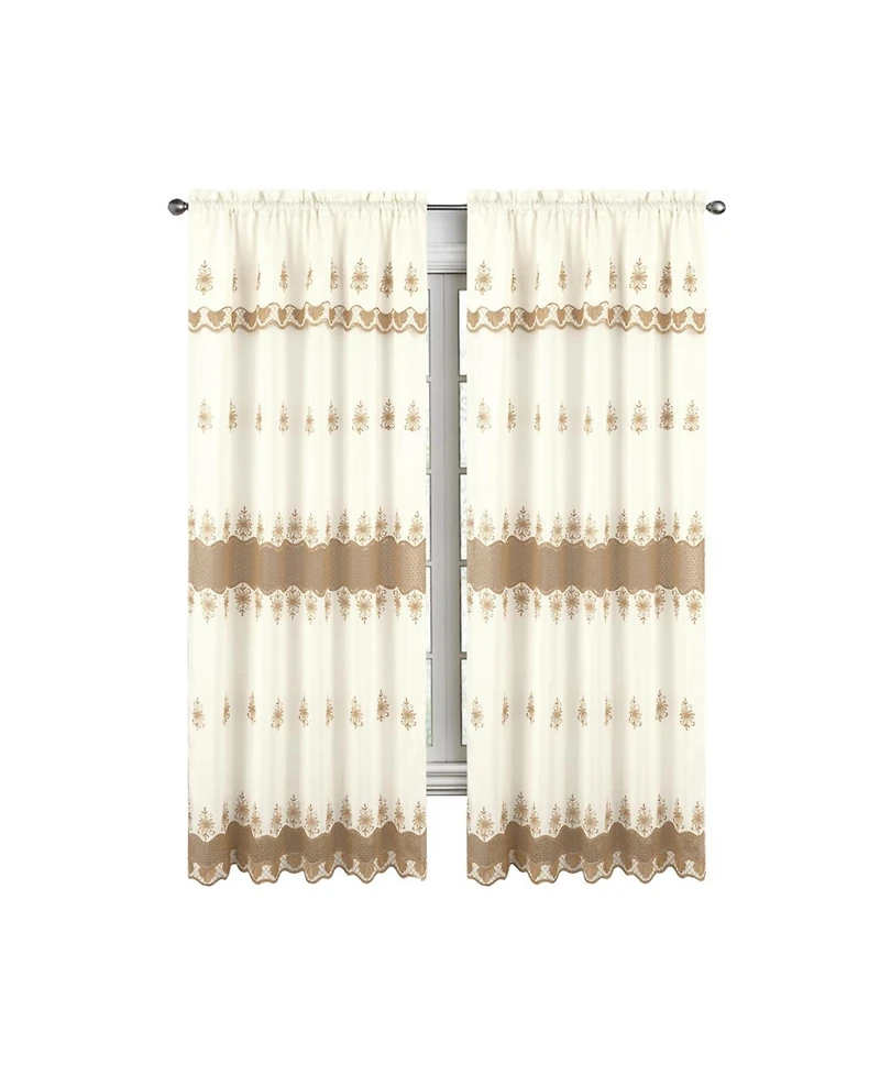 Rt Designers Collection Donna Macrame Construction 3" Rod Pocket Curtain Panel 54" x 90" Beige/Gold