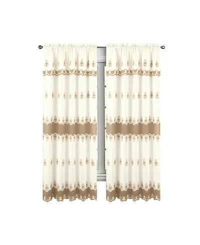 Rt Designers Collection Donna Macrame Construction 3" Rod Pocket Curtain Panel 54" x 90" Beige/Gold