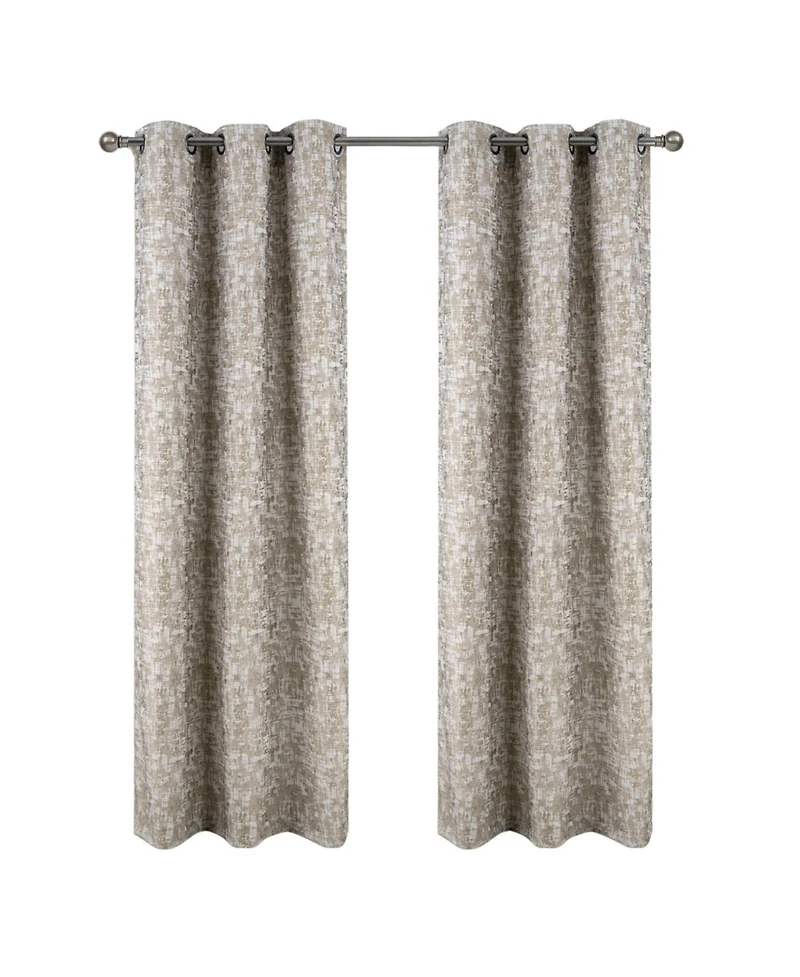 Rt Designer Collection Cambridge Jacquard 2 Pack Luxurious Modern Design Curtain Panel 36" x 84" Taupe