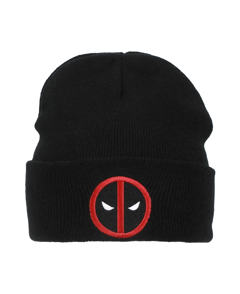 Marvel Men's Deadpool Logo Embroidery Acrylic Knit Standard Cuff Beanie