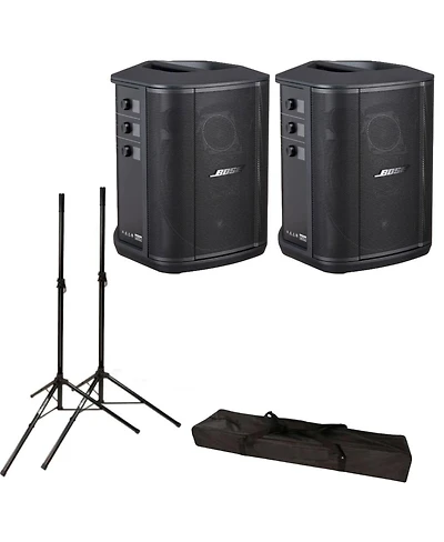 Bose S1 Pro+ Portable Wireless Pa System with Bluetooth 2-pack, Black Bundle With Turnstile Audio Height-Adjustable Speaker Stands, Pair