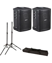 Bose S1 Pro+ Portable Wireless Pa System with Bluetooth 2-pack, Black Bundle With Turnstile Audio Height-Adjustable Speaker Stands, Pair