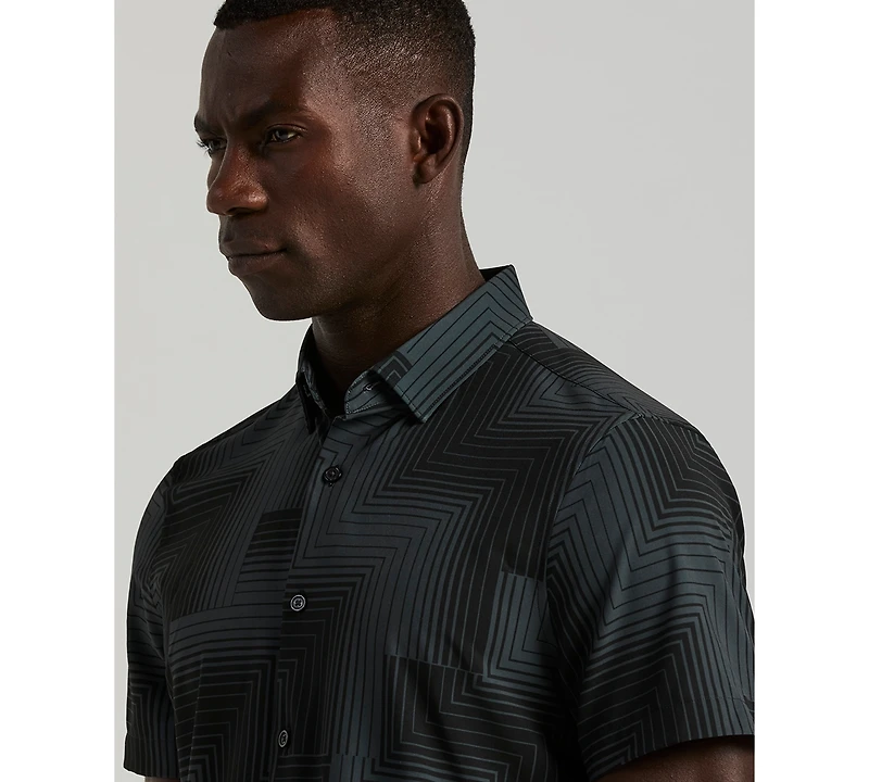 Perry Ellis Men's Slim-Fit Linear Geo Print Stretch Shirt