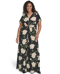 Vince Camuto Plus V-Neck Twist Front Jumpsuit