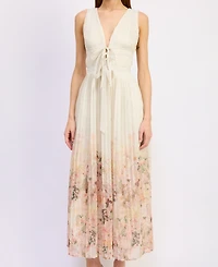 En Saison Women's Charlotte V-Neck Sleeveless A-Line Maxi Dress