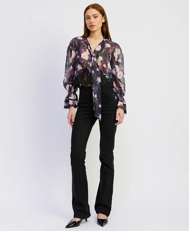En Saison Women's Jasmine V-Neck Long-Sleeve Blouse