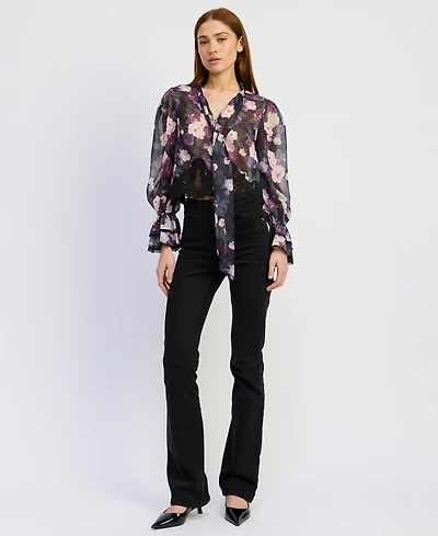 En Saison Women's Jasmine V-Neck Long-Sleeve Blouse