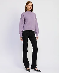 En Saison Women's Merril Whip Stitch Crewneck Sweater