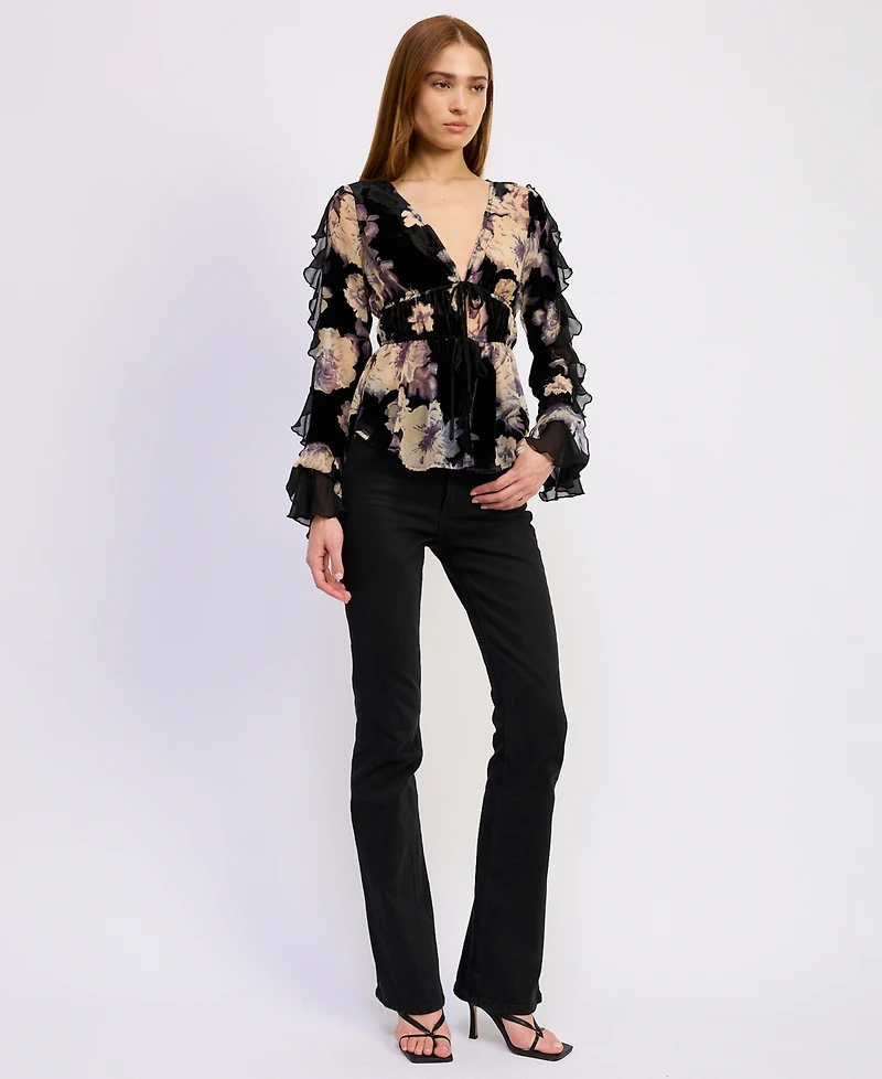 En Saison Women's Rowan V-Neck Long-Sleeve Blouse