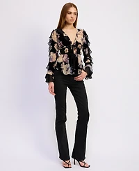 En Saison Women's Rowan V-Neck Long-Sleeve Blouse