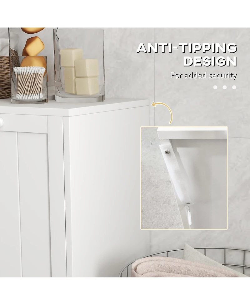 kleankin Tilt-out Laundry Storage Cabinet with 2 Hamper Compartments,