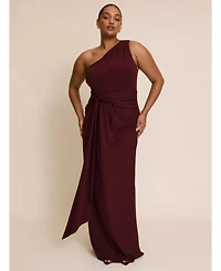 Six Stories Women's One Shoulder Drape Stretch Bridesmaid Dress