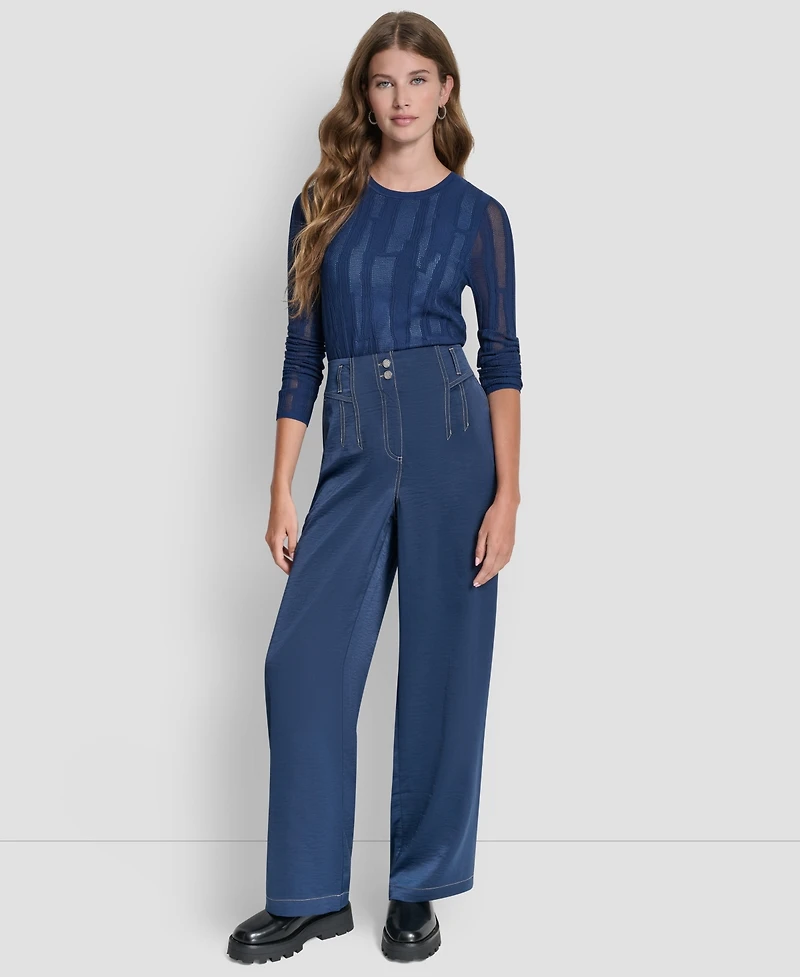 Dkny Women's Top Stitch Glazed Dressing Trousers