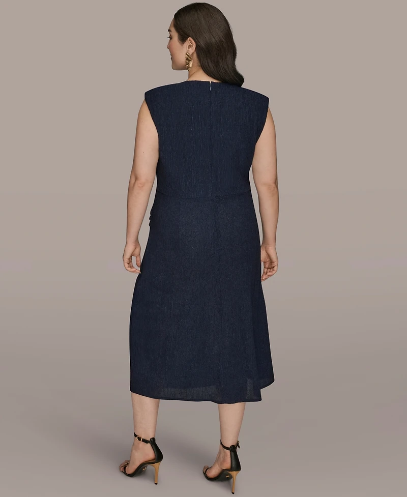 Donna Karan New York Plus Jewel Neck Midi Dress