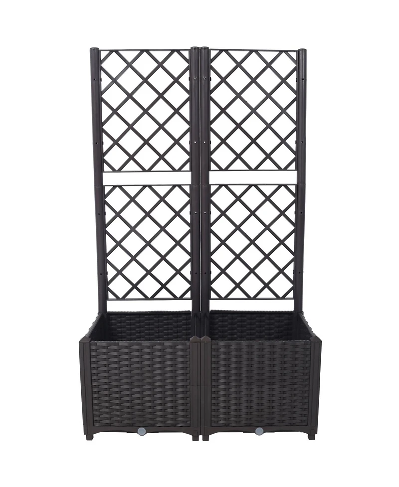 Streamdale Furniture Poly Rattan Raised Bed Trellis with Removable Pots