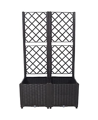 Streamdale Furniture Poly Rattan Raised Bed Trellis with Removable Pots