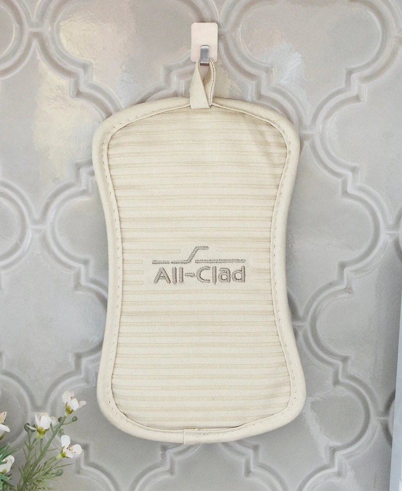 All-Clad Ribbed Silicone Cotton Twill Potholders, Set of 4