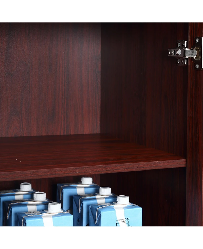 Homcom 2-Door Kitchen Pantry Cabinet Cupboard 5-Tier Storage Shelves, Cherry