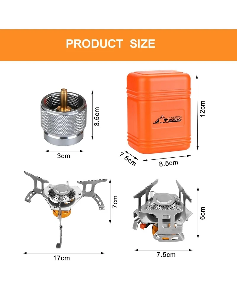 Camping Gas Stove, 3700W Portable Backpacking Stove with Piezo Ignition, Portable Burner, Camping Stove Adapter and Carrying Case for Outdoor Cooking