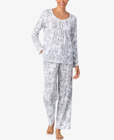 Aria Sleepwear Brushed Cotton Long Sleeve Pant Pj Set