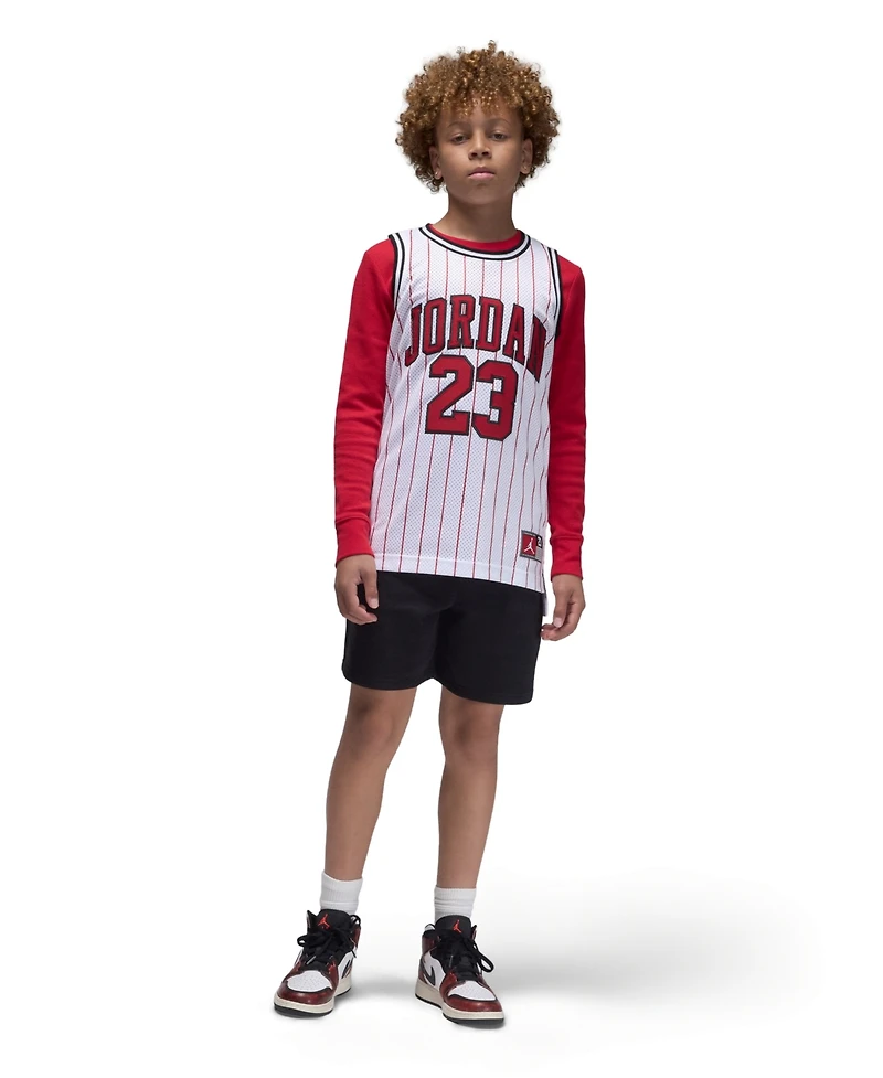 Jordan Boys 8-20 Regular Fit Stretchy Logo Embroidered Shorts