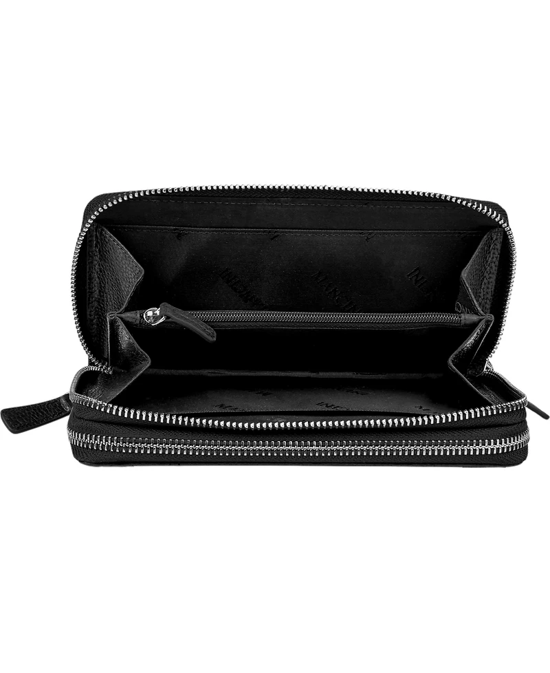 Mancini Fifth Avenue Rfid Secure Double Zipper Wallet