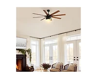 Sofucor 52-inch Modern Black 8-Blade Ceiling Fan with Remote Control and Timing Function