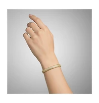 Sterling Silver 14K Gold Plated with Clear Cubic Zirconia Wave Bar Link Tennis Bracelet