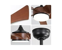 Sofucor 52-inch Modern Black 5-Blade Ceiling Fans with Led Lights and Remote Control