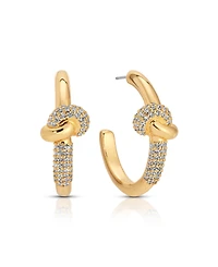 Ettika Gold Plated Pave Love Knot Hoop Earrings