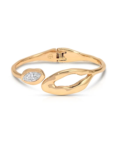 Ettika Gold Plated Molten Marquise Cuff Bracelet