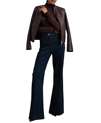 Reiss Women's Laser-Cut Funnel-Neck Knit Top