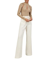 Reiss Women's Metallic-Knit Cut-Out Top