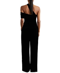 Reiss Women's Velvet One-Shoulder Wide-Leg Jumpsuit