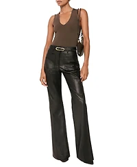 Reiss Women's Leather High-Rise Flared Pants