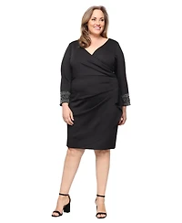 Alex Evenings Plus Surplice Neck Scuba Crepe Sheath Dress