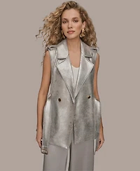 Donna Karan New York Women's Metallic Belted Sleeveless Vest