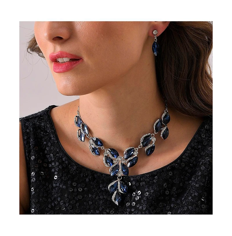 Sohi Women's Blue Stone Drop Jewellery Set