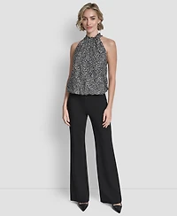 Dkny Women's Sleeveless Printed Voile Halter Top
