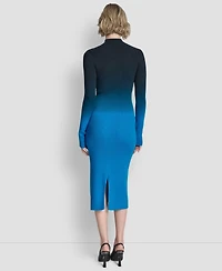 Dkny Women's Long-Sleeve Crewneck Dip Dye Sweater Dress