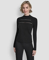 Dkny Women's Long-Sleeve Cord Detail Rib Sweater
