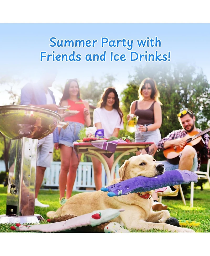 Nocciola 3-Pack Summer Drink Dog Toys – squeaky, crinkle, durable tug fun for all dogs!”