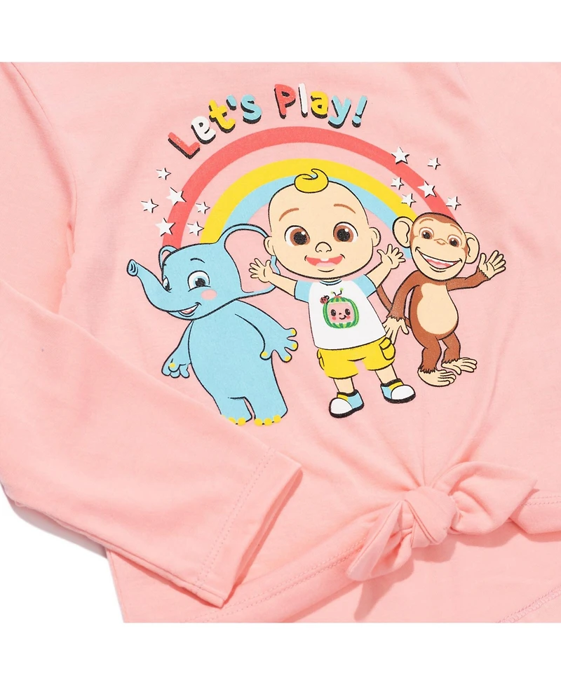 CoComelon Toddler Girls Knotted Pullover Long Sleeve Graphic T-Shirt & Leggings Set Toddler|Child