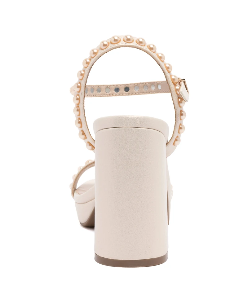 Sugar Women's Vallentina Pearl Block Heel Dress Sandals