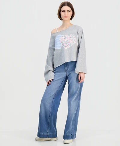 Self Esteem Juniors' Boat-Neck Patchwork Sweatshirt