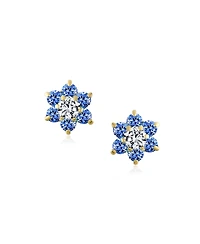 Bling Jewelry Tiny Cz Cubic Zirconia Flower Stud Earrings Real 14K Gold Screw back