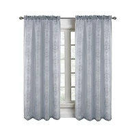 Rt Designers Collection Andrea Emb Metallic Doily Rod Pocket Room Darkening Curtain Panels for Bedroom 54" x 95" Silver
